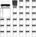 3 OZ Mini Hexagon Glass Jars, 30 Pack Empty Honey Jars Small Spice Jars with Black Lids, Sponge Brushes and 40pcs Labels for Jam, Homemade Projects, Gifts, Wedding Party Favors