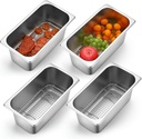 4 Pcs Stainless Steel Hotel Pans with Wire Rack Set 1/3 Size 6 Inch Steam Table Pan Reusable Food Storage Prep Container with Cooling Rack for Restaurant Kitchen Freezer Buffet Ice Bucket