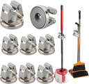 MUTUACTOR Magnetic Broom Holders,8pcs Anti-broken Heavy Duty Magnetic Clips Wall Mount,No Drilling Magnetic Hooks Broom Mop Brackets for Work Cargo Garage Laundry Van Accessories