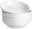 MALACASA 8.85" Large Pasta Bowls, 42 OZ White Salad Bowls Soup Bowls, Porcelain Serving Bowls Set of 6, Large Kitchen Bowl Plates Pasta Plates, Microwave & Dishwasher Safe, Series REGULAR