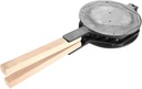 Nonstick Egg Bubble Baking Mold Plate with Wood Handle, Fixed Bracket Design Waffle Maker Pan, Anti-scalding Practical Kitchen Tool Gadget for Party Cafe Tea Shop Gas Stove