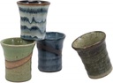 Ebros Gift Japanese Colorful Landscape Abstract Art Natural Glazed Porcelain 5oz Drink Coffee Tea Cup Set of 4 Made In Japan Artistic Pottery Decor Of Asian Fusion Decorative Earthenware Drinking Cups