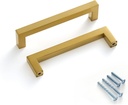 30 Pack Cabinet Handles Brushed Brass Drawer Pulls 5 inch Square Cupboard Handles Door Handles Stainless Steel Cabinet Hardware for Kitchen Bathroom Bedroom Furniture