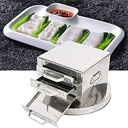 3 Layer Stainless Steel Steamed Rice Rolls Machine, Steamer Drawer Maker with 4 Steaming Tray for Baking Container Cookware Set