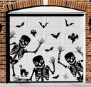 27Pcs Halloween Garage Decoration Magnet Stickers Dancing Skeleton Ghost Refrigerator Decals Black Magnet Stickers for Party Home Door Car Dishwasher Decor