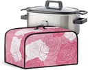 Pink Roses Slow Cooker Dust Cover Slow Cooker Protection Case Small Appliance Dust Cover Fits for Most 6-8 Quart Oval Slow Cooker Keep Your Kitchen Clean Easy to Clean Slow Cooker Cover