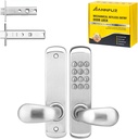 Stainless Steel Mechanical Keypad Entry Door Handle Lock,Commercial Keyless Push Button Code Door Knob,Single-Sided Combination &Interior Non-locking Lever,Exterior Auto-Lock,For Outdoor,Silver