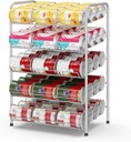 Vrisa Can Organizer for Pantry 5 Tier Canned Food Organizer Can Storage Rack Holds Up to 60 Cans Rolling Soda Soup Vegetable Can Goods Dispenser Shelf for Kitchen Pantry Cabinet, Silver