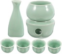 1Set Ceramic Japanese Sake with Warmer Tokkuri Bottle and Saki Cups Smooth Porcelain Liquor Warming Kit for Traditional Sake Serving and Tabletop Decor