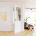 30" x 80" Clear Glass Slab Door, Half Lite Glass French Door Interior, Pre-Finished Paintable Single Panel for Living Room Pantry Laundry Closet Doors as Prehung, Pocket, Bifold Barn Doors