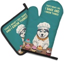 DYJYBMY That's What I Do I Bake and I Know Things Funny Dog Oven Mitts and Pot Holder Set, Cute Kitchen Gadgets for Women Dog Lover, New Home Gifts for Dog Mom, Baking Gifts for Mom Wife Sister BFF