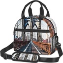 Brooklyn Bridge Print Lunch Bag,Insulated Lunch Boxes,Suitable For Offices, Work, Or Picnics
