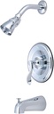 Kingston Brass KB1631DFL NuFrench Tub and Shower Faucet, 5 inch Spout Reach, Polished Chrome