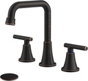 Bathroom Faucet 3 Hole, Oil Rubbed Bronze Sink Faucet with Drain Assembly and Supply Lines, Square Spout Widespread Bathroom Faucet for Bathroom Vanity RV Outdoor