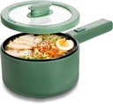 COOK WITH COLOR Electric Hot Pot, 1.6L Mini Cooker, 700W Power, Non-Stick Surface, Thermal Cut-Out Protection, Perfect for Rice, Noodles, Soups, Stews, Dorms, Apartments, and Small Kitchens, Dark Sage