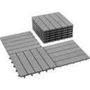 PrimeZone 9 PCS Plastic Interlocking Patio Deck Tiles - 12" x 12" Anti-Slip Waterproof Indoor Outdoor Flooring, Patio Floor Decking for Balcony, Backyard, Garden & Poolside, All Weather Use, Grey