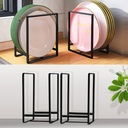 4PCS Plate Holders Organizer, Metal Dish Storage Dying Display Rack for Cabinet, Counter and Cupboard, Black, 4 Large