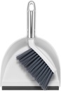 NACENA Mini Broom and Dustpan Set, Small Dust Pan and Brush Set with Handle Dustpan Teeth for Cleaning Hair Suitable for Office Desks Drawers Sofas Pet Care Outdoor Camping, White & Gray