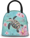 Sea Turtle Lunch Box for Woman Ocean Animal Reusable Lunch Box Tote Bag with Front Pocket Leakproof Insulated Cooler Organizer for Work Picnic Beach Hiking Road Trip Turtle Lover Gifts
