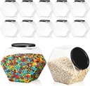 Dandat 12 Pack 73 oz Hexagon Candy Jars Plastic Cookie Jars Bulk with Lid Clear Candy Containers for Kitchen Counter Wide Round Mouth Candy Holders for Candy Buffet Display Snacks Treats Laundry Pod