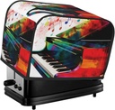 Colorful Piano Keyboard Music 2 Slice Toaster Covers Dustproof Splash-Proof Bread Machine Cover Fingerprint Protectors Small Washable Kitchen Appliance Cover Universal Size