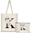 AUSVKAI Canvas Tote Bag Aesthetic for Women, Cute Personalized Birthday Reusable Cotton Bags for Teachers Bridesmaid Gifts