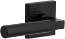 Viaggio QADMHMCON-STH_PSG_234_LH Quadrato Hammered Left Handed Solid Brass Passage Door Lever Set with Contempo Lever and Quadrato Hammered Backplate - 2-3/4" Backset - Satin Black