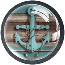 4 Pack 1.37" Drawer Knobs Kitchen Cabinet Knobs Cabinet Hardware Round Crystal Glass Closet Door Handles Drawer Pulls Dresser for Home Bathroom Cupboard Wardrobe Chest (Blue Anchor)