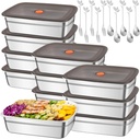 10Pcs 316 Stainless Steel Food Storage Containers Airtight Lids 50oz/1500ml Fresh-keeping Metal Refrigerator Container Metal Meal Container
