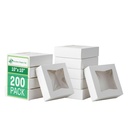 SCT White Window Bakery Boxes with Attached Flip Top, 4-Corner Beers Design, 10 x 10 x 2.5, White, Paper, 200/Carton
