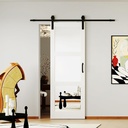 30in x 84in Double-Sided Mirrored Barn Door, 3-Lite Panels with 6ft Sliding Hardware Kit, Pre-Drilled for Easy Assembly, MDF, White Finish