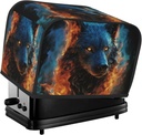 Wolf Head In Blue Flames 2 Slice Toaster Covers Bread Machine Cover Quilted Dustproof Fingerprint Protectors Small Washable Appliance Cover Bread Maker Dust Protection Universal Size