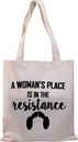 Feminist Tote Bag For Women A Woman's Place Is In The Resistance Feminist Theme Gift Inspirational Feminism Shopping Bag Women Power Gift (place in the resistance TG)