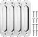 PATIKIL Recessed Finger Flush Pulls 5" 4 Pcs Pocket Door Handles Arc Sliding Closet Door Pulls Barn Hardware Set with Screws for Home Bathroom,Silver