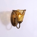 Q Glass All Copper Wall Lamps French Style Flower Shape Wall Sconce Light with E27/26 Base Wall Light for Bedroom Bedside Decoration Living Room Background Wall