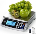 110lb Food Scale, Commercial Kitchen Scale with Price Computing, Plug-in Usable, 0.05oz/1g, 304 Stainless Steel, for Cooking, Vegetables, Farm, Industry, Counting. LC300 Silver