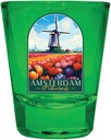 R and R Imports Amsterdam Netherlands Design B Souvenir Full Color 2oz Shot Glass Green Single