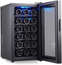 Wine Cooler 18 Bottle Counter Top Wine Cellar Fridge Small Freestanding Constant Humidity Wine Refrigerator Digital Temperature Display Glass Door Black-B Metal Shelves