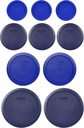 Pyrex (2) 7402-PC 6/7 Cup Blue, (2) 7201-PC 4 Cup Cadet Blue, (3) 7200-PC 2 Cup Blue, (3) 7202-PC 1 Cup Cadet Blue Replacement Food Storage Lids, Made in USA