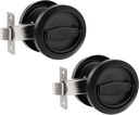 PATIKIL Round Recessed Door Lock, 2Pcs Stainless Steel 304 Hidden Recessed Cup Door Handle, Furniture Pulls Latch Knob for Privacy Pocket Door, Black