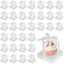 Cupcake Boxes Clear Individual 50 Pcs, 3.5X3.5X3.5 Single with Inserts & Ribbons Containers, Dessert Carriers Pet Transparent for Weddings, Parties, Birthdays Single