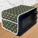 Ambesonne Geometric Microwave Oven Cover, Santa Claus Holding Present Bag on Vibrant Background Happiness, Water Resistant Organizer with Pockets for Kitchen, 36" x 12", Green Ruby White