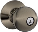 SCHLAGE F51A ORB 620 Orbit Knob Keyed Entry Lock, Antique Pewter