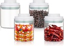 Glass jars with Airtight Lid- 4 Pcs(0.43qt / 14oz)，Clear Round Glass Food Storage Containers，Storage for Milk Powder Coffee Candy Noodles Nuts Snack Fruit
