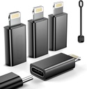 MFi Certified 27W USB C to Lightning Adapter (4 Pack) - Fast Charging Data Sync, Lightning to USB Type C Cable Adapter for iPhone14/13/12 Series, iPad, AirPods, with Anti-Lost Loop, Not for Audio/OTG