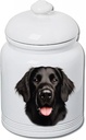 Best of Breed Flat Coated Retriever Dog and Cat Ceramic Treat Jar 9" Tall Air Tight Seal All White