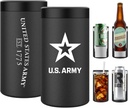 Army 4 in 1 Insulated Can Cooler, Stainless Steel Double-Walled Insulator for 12 oz Standard or Skinny Slim Cans, 12 Oz Beer Bottles – Army 4 in 1