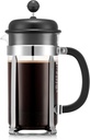 Bodum Caffettiera French Press Coffee Maker, Black Plastic Lid and Stainless Steel Frame, 8-Cup, 34-Ounce