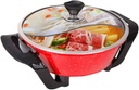 BBQ Smokeless Grill Multi-Function Electric Cooker Pan with Glass Lid, Integrated Kitchen Pot, Electric Hot Pot, Electric Barbecue Grill, Adjustable Temperature Control, Cool Touch Handles & Non-Stick