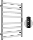 Towel Warmer,304 Stainless Steel Towel Warmer Rack for Bathroom -8 Bars Wall Mounted Towel Heater with Intelligent Touch Screen Timer, Hard Wired/Plug-in, Mirror Polished